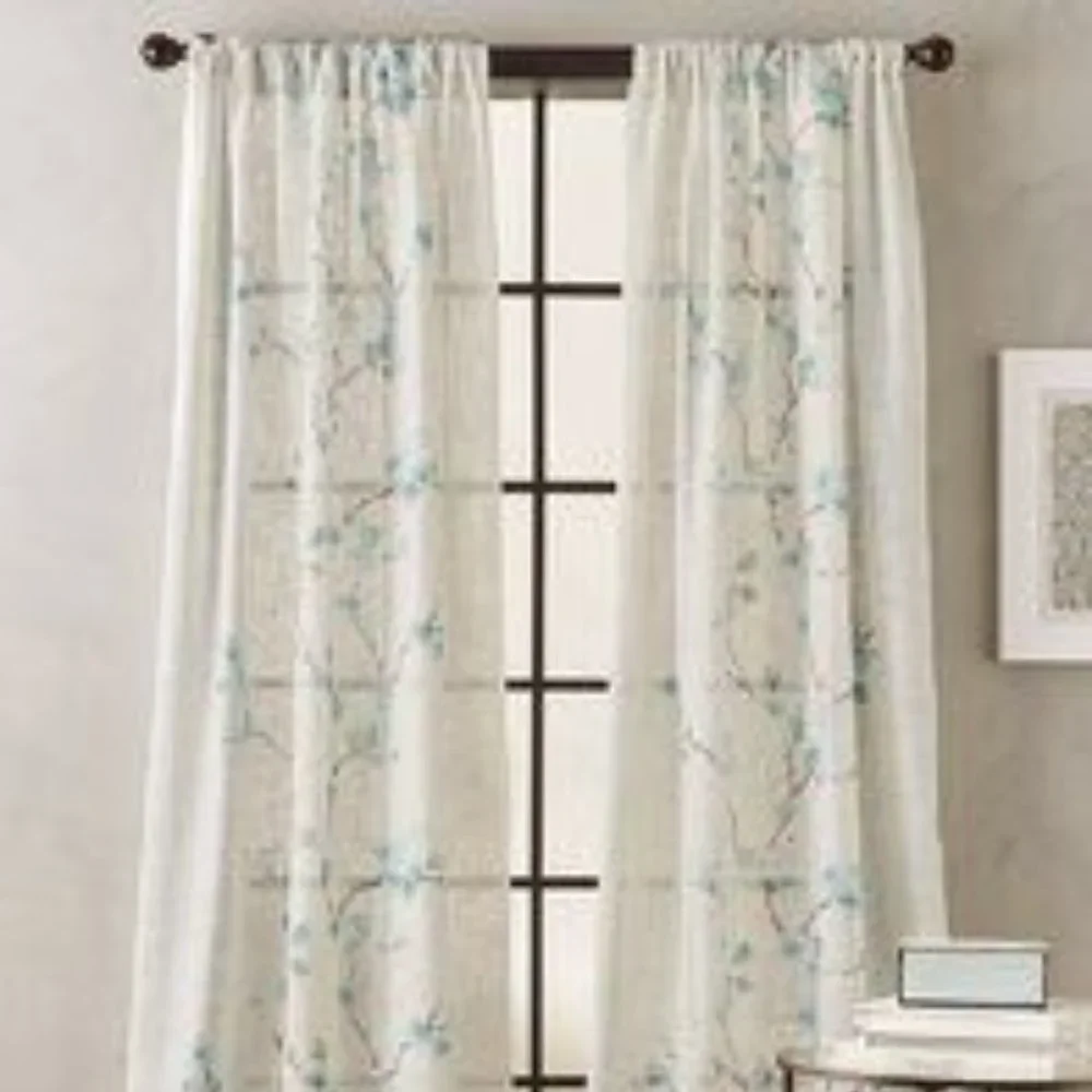 ANDOVER MILLS Michiko Damien Floral Aqua Curtain Panel 50 in x 108 in NWT NEW